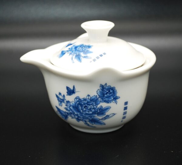 Gaiwan med sil Blå blomma